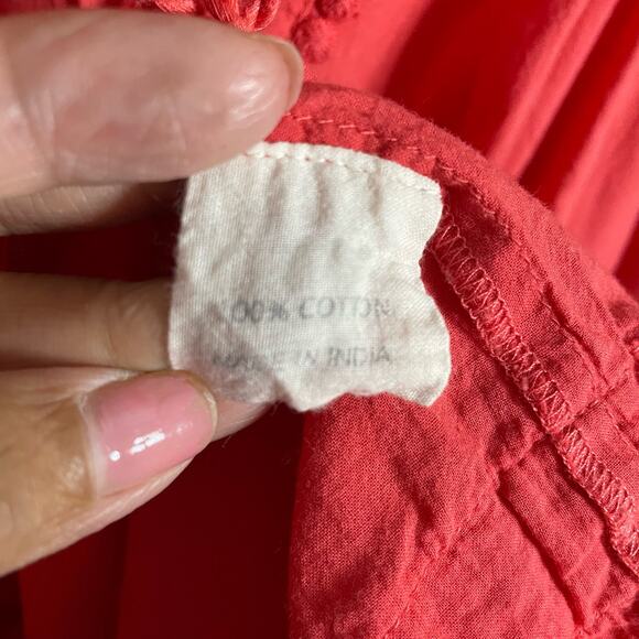 Marabella Tunic Tie Tassel Neck Crochet Details Top Red orange Medium - Picture 9 of 10